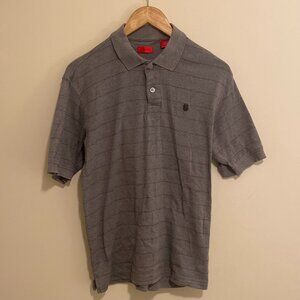 IZOD Mens Polo Shirt Small Cotton Grey Embroidered Logo Short Sleeve Casual